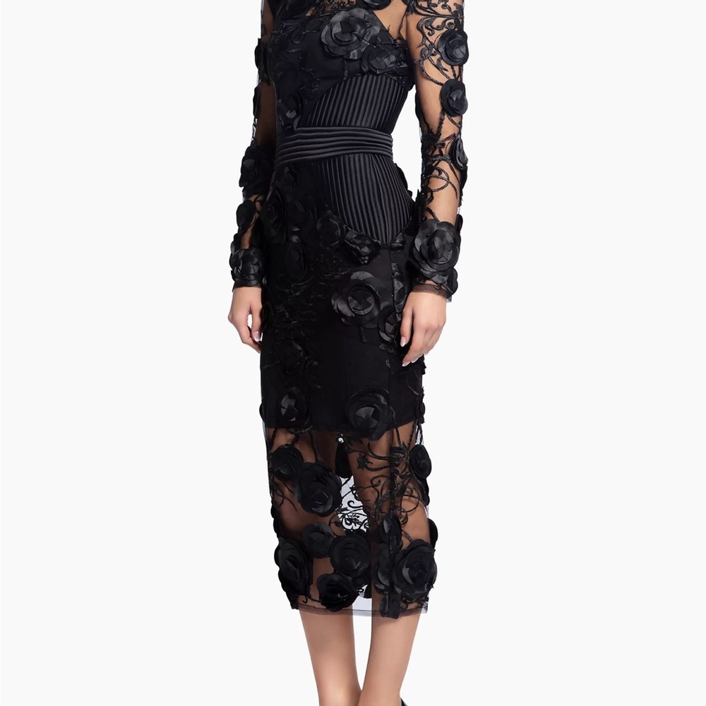 Zhivago Battle Lines Floral Embellished Vendetta black lace embroidered dress - Picture 3 of 7